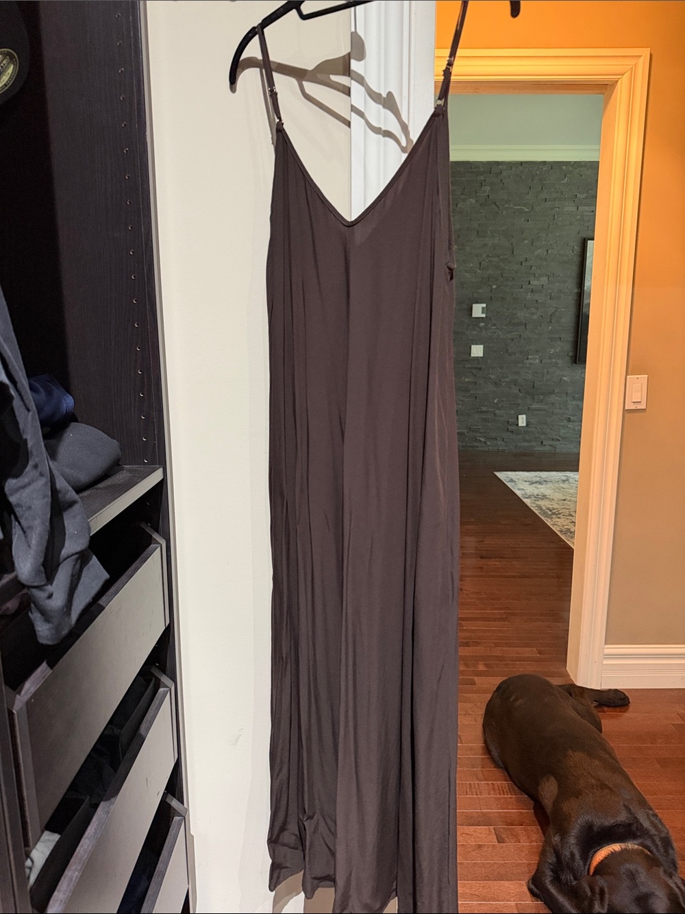 Simple Brown Maxi Slip Dress brown size L. Italian brand